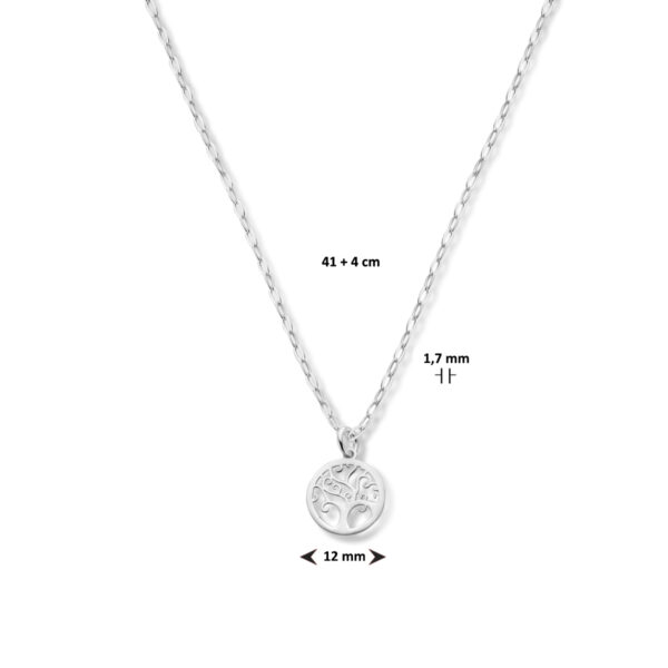 collier levensboom 41 + 4 cm zilver gerhodineerd - Afbeelding 4