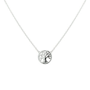 collier levensboom 41 + 4 cm zilver gerhodineerd