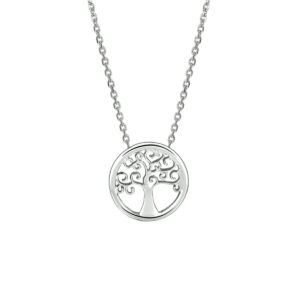 collier levensboom 41 + 4 cm zilver gerhodineerd