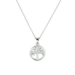 collier levensboom 41 + 4 cm zilver gerhodineerd