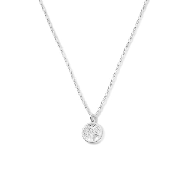 collier levensboom 41 + 4 cm zilver gerhodineerd
