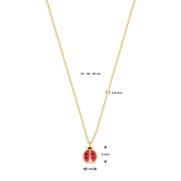 collier lieveheersbeestje 36 - 38- 40 cm 14K geelgoud - Afbeelding 4