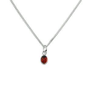collier lieveheersbeestje 36 + 4 cm zilver gerhodineerd