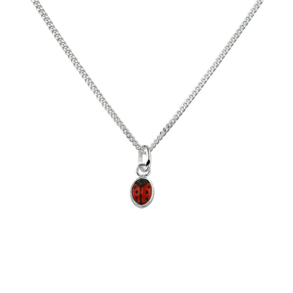 collier lieveheersbeestje 36 + 4 cm zilver gerhodineerd