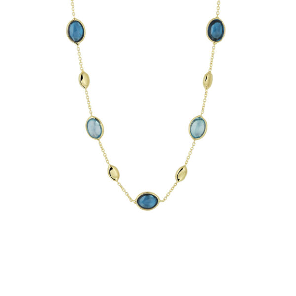collier london blue en blauw topaas 7 mm 41 - 43 - 45 cm 14K geelgoud - Afbeelding 3