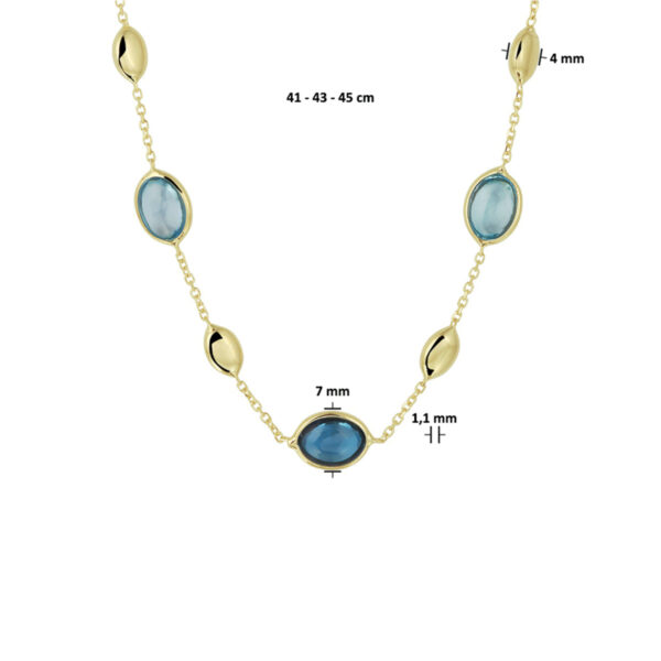 collier london blue en blauw topaas 7 mm 41 - 43 - 45 cm 14K geelgoud - Afbeelding 4