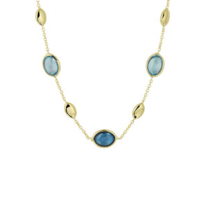 collier london blue en blauw topaas 7 mm 41 - 43 - 45 cm 14K geelgoud