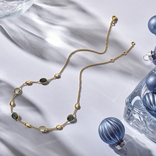 collier london blue en blauw topaas 7 mm 41 - 43 - 45 cm 14K geelgoud - Afbeelding 5