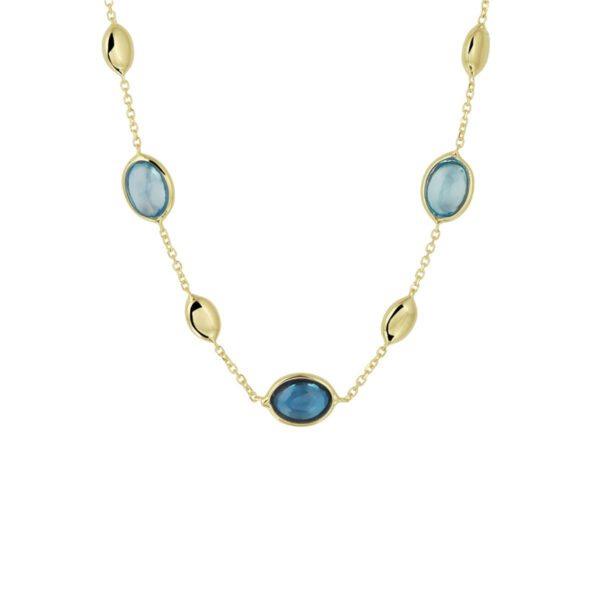 collier london blue en blauw topaas 7 mm 41 - 43 - 45 cm 14K geelgoud