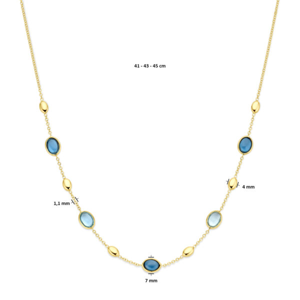 collier london blue en blauw topaas 7 mm 41 - 43 - 45 cm 18K geelgoud - Afbeelding 5
