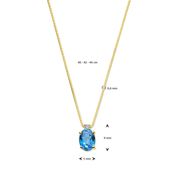 collier london blue topaas en diamant 40 - 42 - 44 cm 0.02ct h si 14K geelgoud - Afbeelding 4