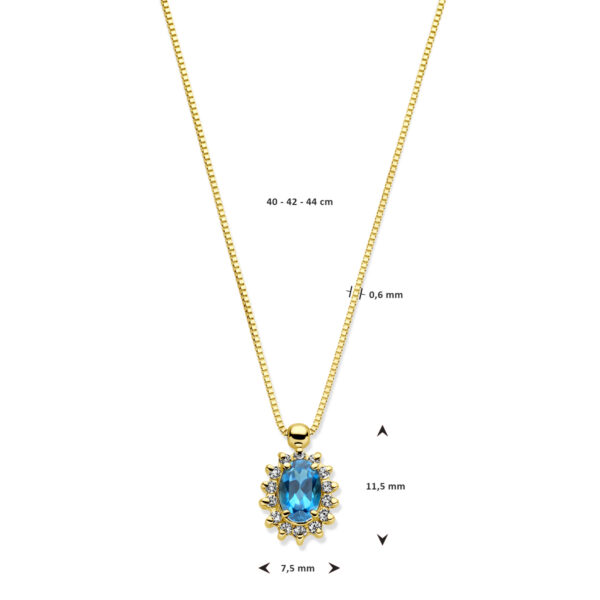 collier london blue topaas en diamant 40 - 42 - 44 cm 0.11ct h si 14K geelgoud - Afbeelding 4