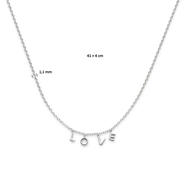 collier love 41 + 4 cm zilver gerhodineerd - Afbeelding 4