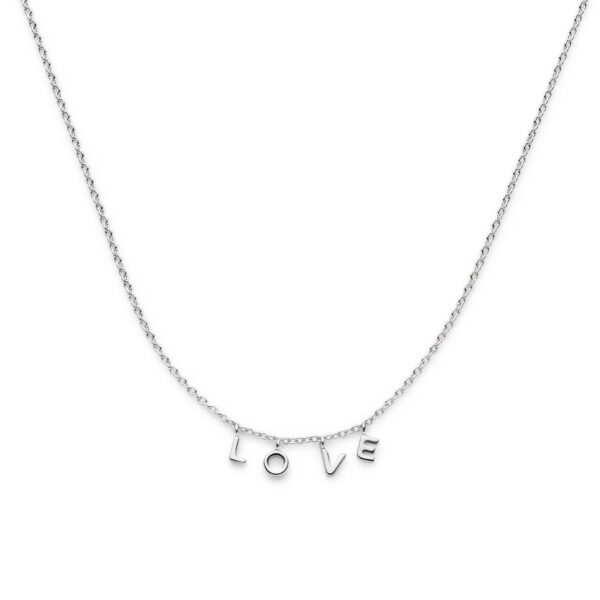 collier love 41 + 4 cm zilver gerhodineerd