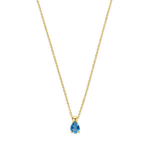 collier met london blue kwarts 41 - 43 - 45 cm 14K geelgoud
