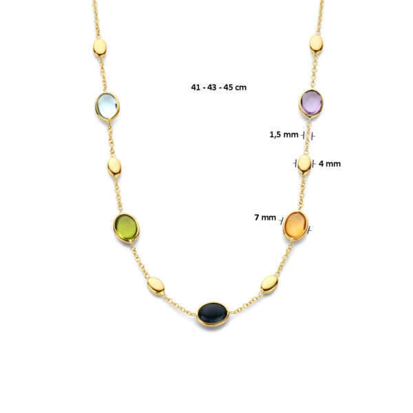 collier natuurlijke kleurstenen 41 – 43 – 45 cm 14K geelgoud - Afbeelding 4