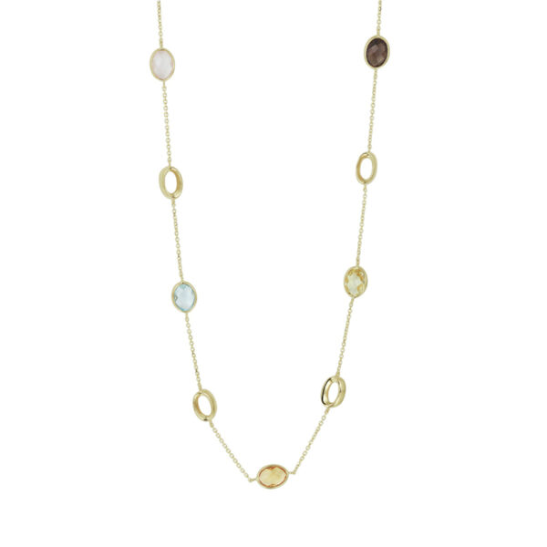 collier natuurlijke kleurstenen 42 - 45 cm 14K geelgoud - Afbeelding 3