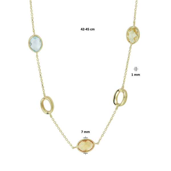 collier natuurlijke kleurstenen 42 - 45 cm 14K geelgoud - Afbeelding 4