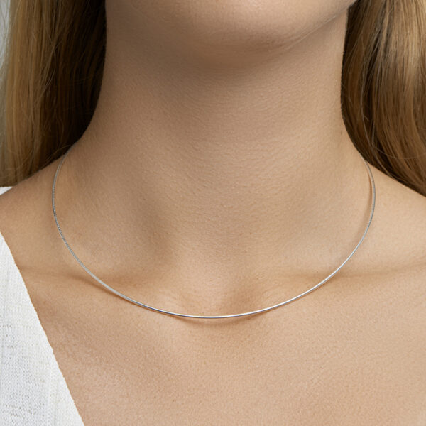 collier omega rond 1,4 mm 42 + 3 cm zilver wit - Afbeelding 2
