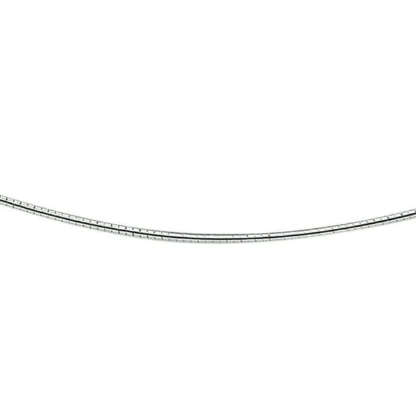 collier omega rond 42 + 3 cm 1,4 mm zilver gerhodineerd