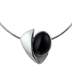 collier onyx 42 + 3 cm zilver gerhodineerd