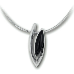 collier onyx 42 + 3 cm zilver gerhodineerd