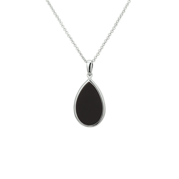 collier onyx 42 + 3 cm zilver gerhodineerd