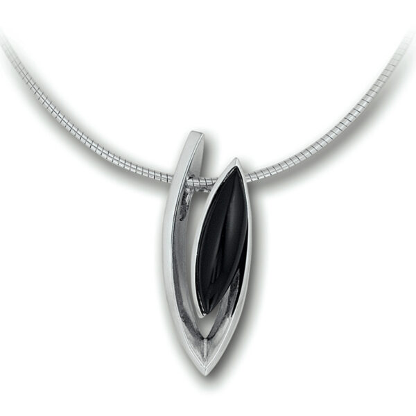 collier onyx 42 + 3 cm zilver gerhodineerd