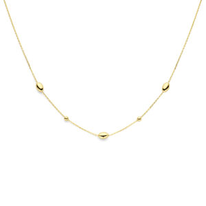 collier ovaaltjes en bolletjes 41 - 43 - 45 cm 14K geelgoud