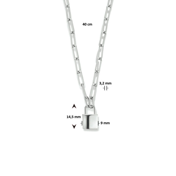 collier paperclip en slotje 40 cm zilver gerhodineerd - Afbeelding 3