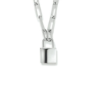 collier paperclip en slotje 40 cm zilver gerhodineerd