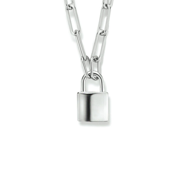 collier paperclip en slotje 40 cm zilver gerhodineerd