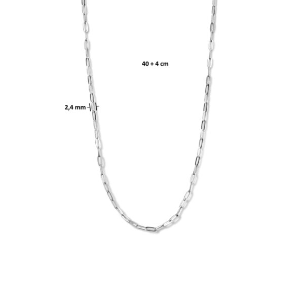 collier paperclip plat 2,4 mm 40 + 4 cm zilver gerhodineerd - Afbeelding 4