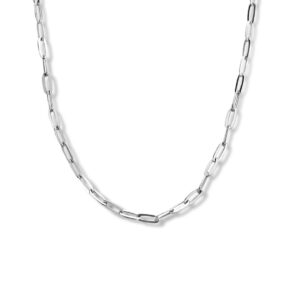 collier paperclip plat 2,4 mm 40 + 4 cm zilver gerhodineerd