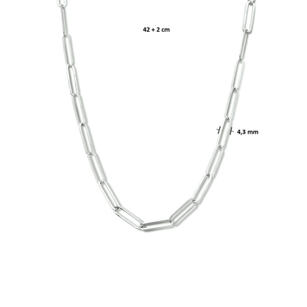 collier paperclip plat 4,3 mm 42 + 2 cm zilver gerhodineerd - Afbeelding 4
