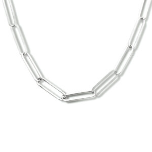 collier paperclip plat 4,3 mm 42 + 2 cm zilver gerhodineerd