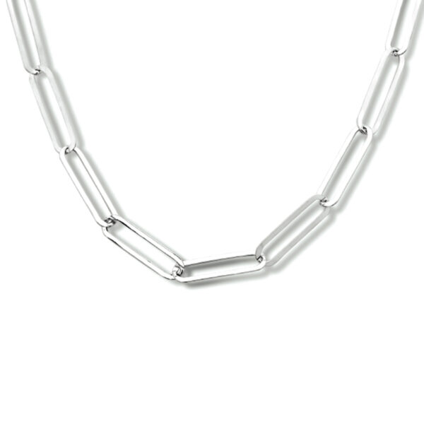 collier paperclip plat 4,3 mm 42 + 2 cm zilver gerhodineerd
