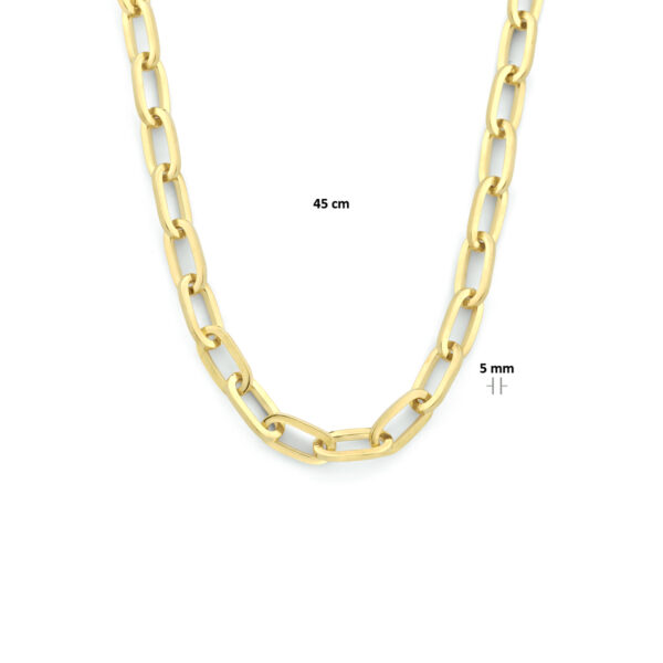 collier paperclip plat massief 5,0 mm 45 cm Silgold (geel met zilverkern) - Afbeelding 4