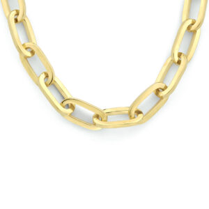 collier paperclip plat massief 5,0 mm 45 cm Silgold (geel met zilverkern)