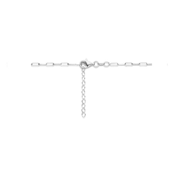 collier paperclip platte buis 2,3 mm 42 + 3 cm zilver gerhodineerd - Afbeelding 3