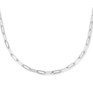 collier paperclip platte buis 2,3 mm 42 + 3 cm zilver gerhodineerd
