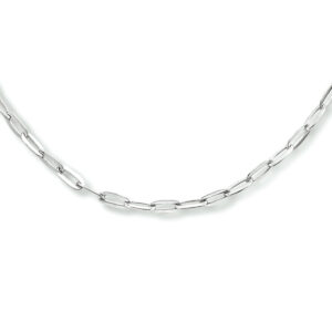 collier paperclip platte buis 2,5 mm 40 + 4 cm zilver gerhodineerd