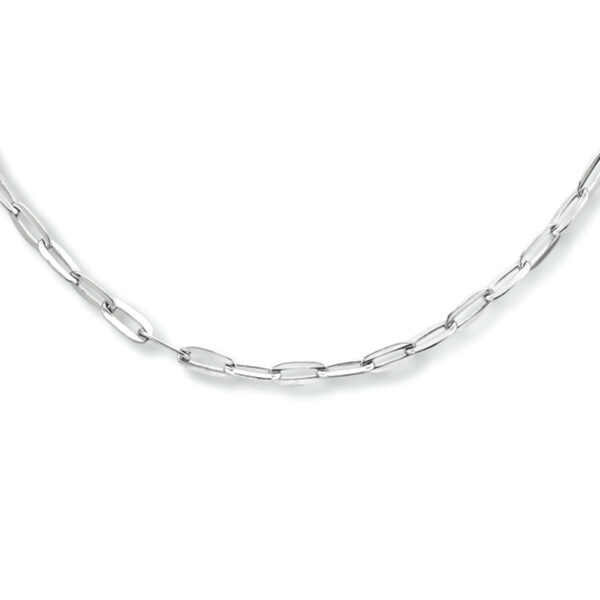 collier paperclip platte buis 2,5 mm 40 + 4 cm zilver gerhodineerd