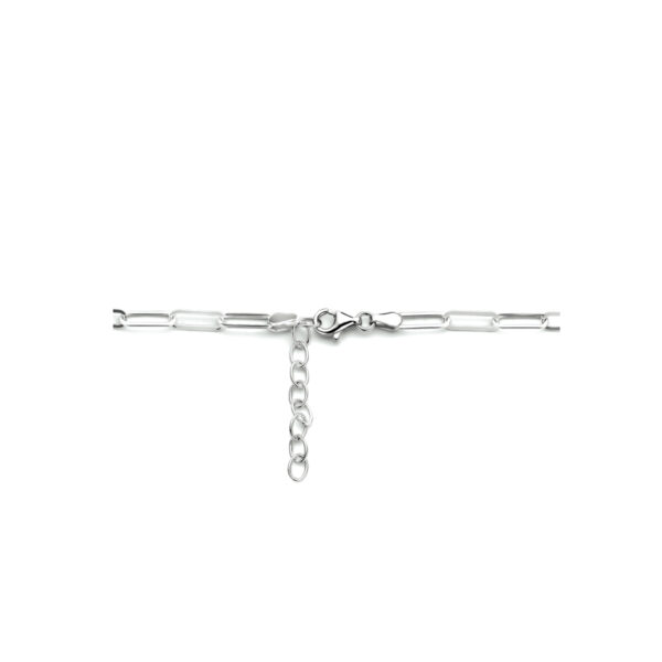 collier paperclip platte buis 3,7 mm 41 + 4 cm zilver gerhodineerd - Afbeelding 3