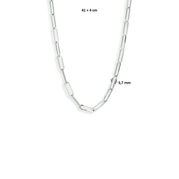 collier paperclip platte buis 3,7 mm 41 + 4 cm zilver gerhodineerd - Afbeelding 4