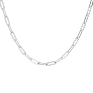 collier paperclip platte buis 3,8 mm 41 + 4 cm zilver gerhodineerd