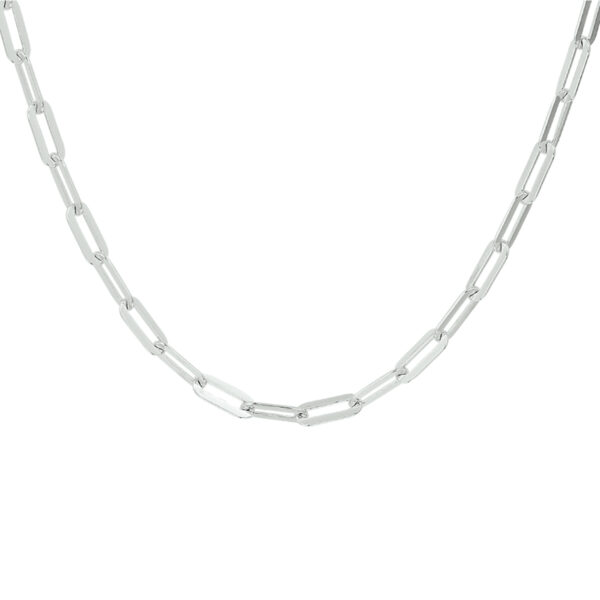 collier paperclip platte buis 3,8 mm 41 + 4 cm zilver gerhodineerd