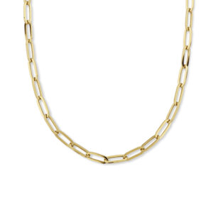 collier paperclip platte buis 5,0 mm 44 cm 14K geelgoud