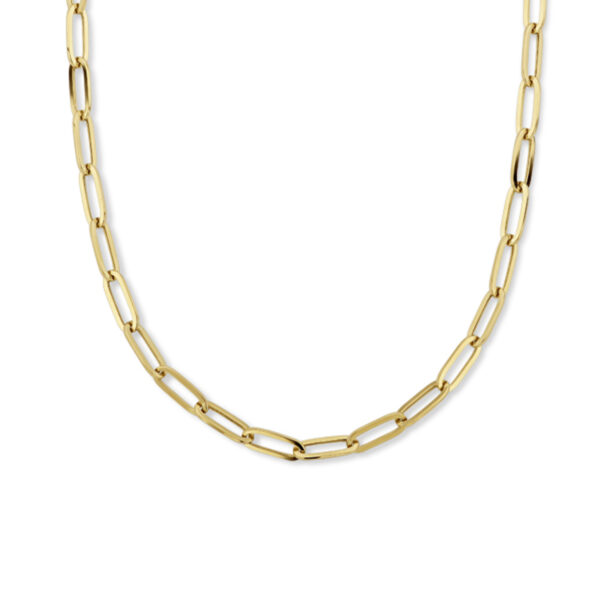 collier paperclip platte buis 5,0 mm 44 cm 14K geelgoud