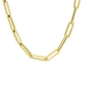 collier paperclip platte buis 5,0 mm 45 cm 14K geelgoud